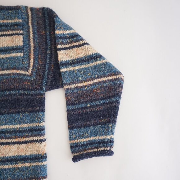 Vintage St John Bays Blue Stripe Sweater Coastal Chic Lagenlook Knit Texture XL - Picture 4 of 9